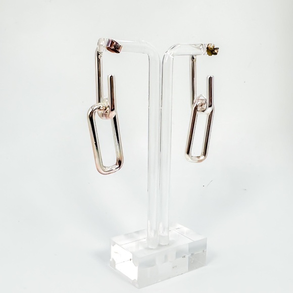 JCREW Jewelry - Silver Metal Chain Link Drop Earrings- Lightly Worn - Picture 3 of 3